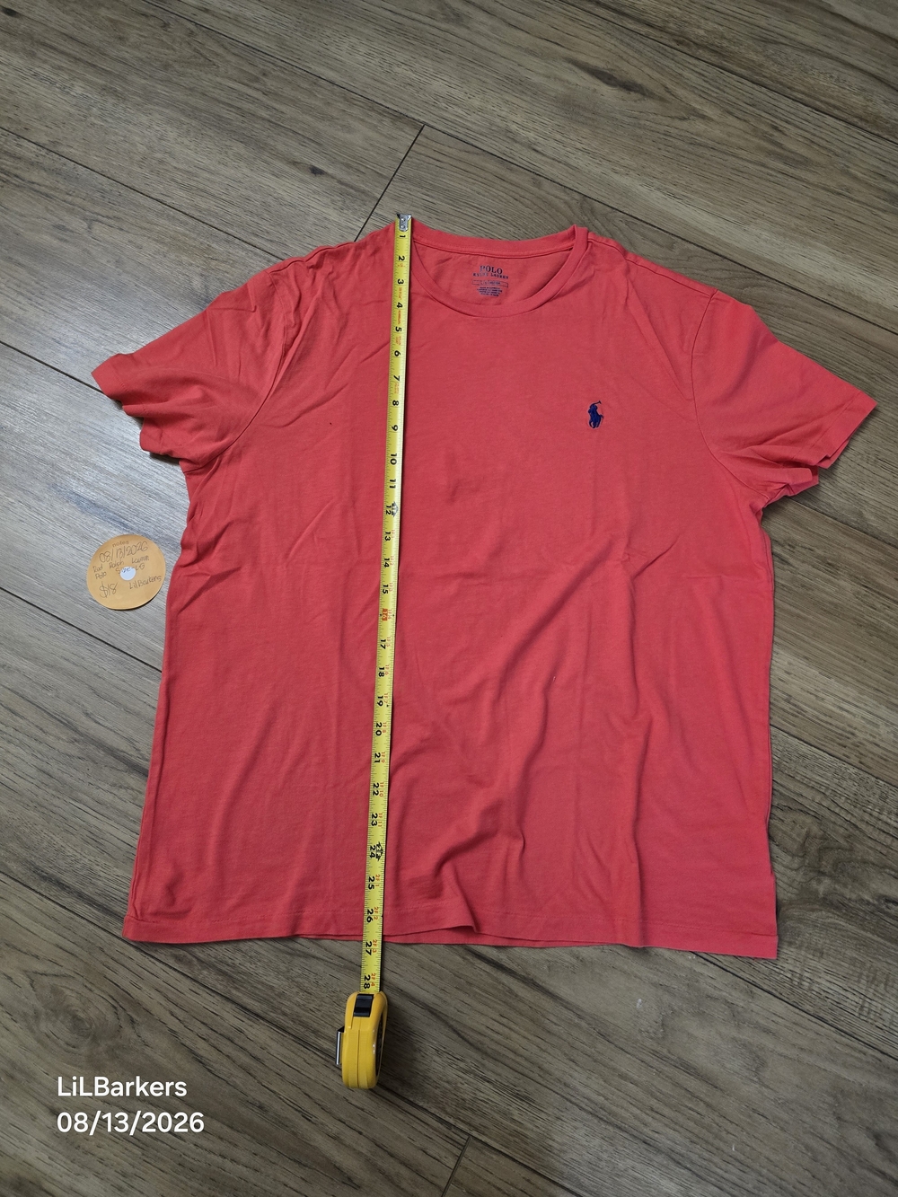 Polo by Ralph Lauren Coral-Red Short Sleeve Crewneck Tee with Navy Pony